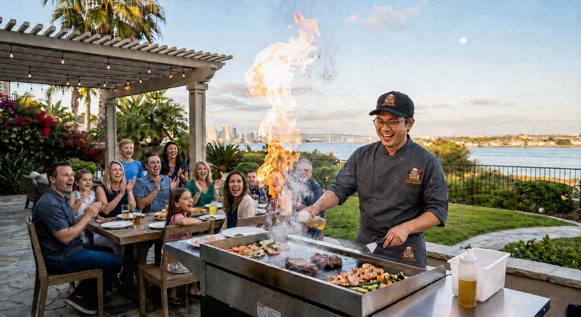 Dallas Texas private hibachi chef cooking at a home party